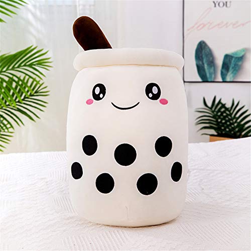 KOWAKA Boba Plüschkissen, kreatives Bubble Milk Tea Cup geformtes Umarmungskissen Stofftier (Weiß, niedlich, klein 24,9 cm) von KOWAKA