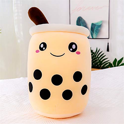 KOWAKA Boba Plushie Plüschkissen, kreative Bubble Milk Tea Tasse geformtes Umarmungskissen Stofftier (beige niedlich, M 35,1 cm) von KOWAKA