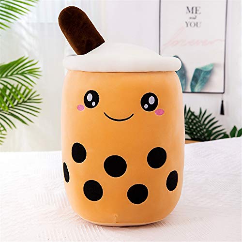 KOWAKA Boba Plushie Plüschkissen, kreative Bubble Milk Tea Tasse geformtes Umarmungskissen Stofftier (braun, niedlich, M 35,1 cm) von KOWAKA