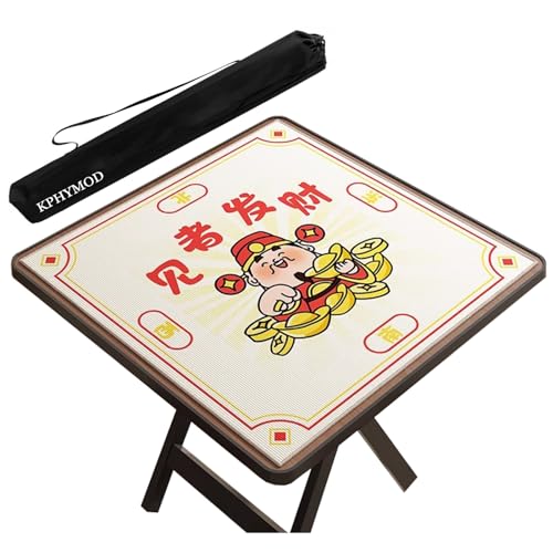 KPHYMOD Mahjong Spiel Matte Beige Bedruckte Mahjong-Matte Mit Tragetasche, Gaming-Tischabdeckung Aus Polyesterfaser Für Mah Jongg Poke Dominoes Kartenbrettspiele(Beige-1,23.62x23.62in) von KPHYMOD