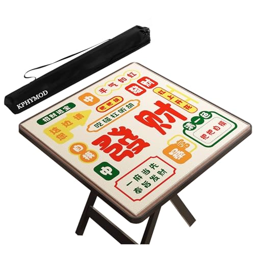 KPHYMOD Mahjong Spiel Matte Beige Bedruckte Mahjong-Matte Mit Tragetasche, Gaming-Tischabdeckung Aus Polyesterfaser Für Mah Jongg Poke Dominoes Kartenbrettspiele(Beige-2,47.24x47.24in) von KPHYMOD