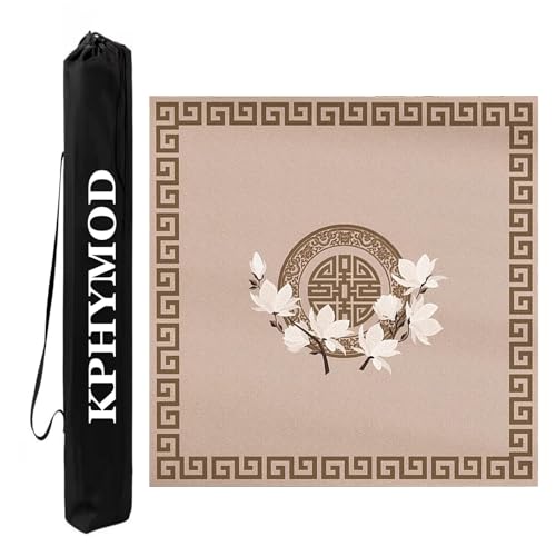 KPHYMOD Mahjong Spiel Matte Blumendruck Mahjong Tischset Anti-Rutsch-Rauschunterdrückung Pokerkarte Brettspiele Tischabdeckung Mit Tragetasche(Brown-1,35.43x35.43in) von KPHYMOD