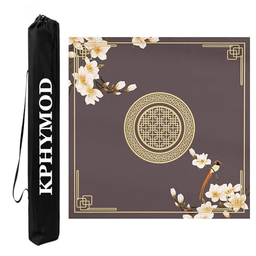 KPHYMOD Mahjong Spiel Matte Blumendruck Mahjong Tischset Anti-Rutsch-Rauschunterdrückung Pokerkarte Brettspiele Tischabdeckung Mit Tragetasche(Grey-2,27.56x27.56in) von KPHYMOD