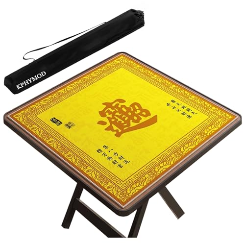 KPHYMOD Mahjong Spiel Matte Gelb Bedruckte Mahjong-Matte Mit Tragetasche, Gaming-Tischabdeckung Aus Polyesterfaser Für Mah Jongg Poke Dominoes Kartenbrettspiele(Yellow-1,47.24x47.24in) von KPHYMOD