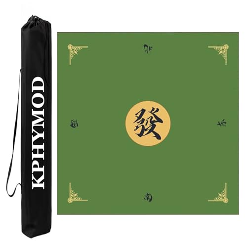 KPHYMOD Mahjong Spiel Matte Grüne Mahjong-Matte, rutschfeste Geräuschreduzierung, Gaming-Tischabdeckung Aus Polyesterfaser Für Mah-Jongg-Karten-Brettspiele(Green-3,35.43x35.43in) von KPHYMOD