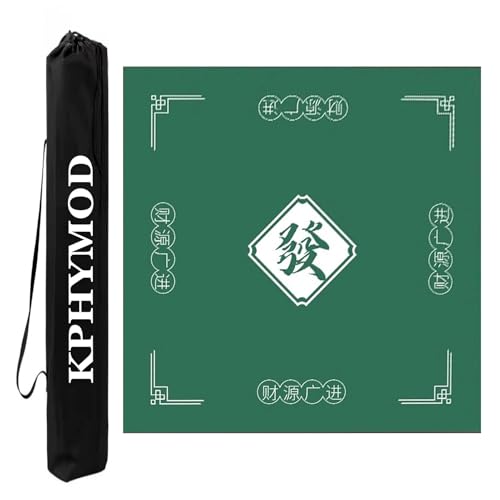 KPHYMOD Mahjong Spiel Matte Grüne Mahjong-Matte, rutschfeste Geräuschreduzierung, Gaming-Tischabdeckung Aus Polyesterfaser Für Mah-Jongg-Karten-Brettspiele(Green-4,35.43x35.43in) von KPHYMOD