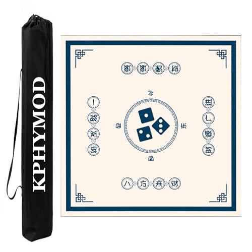 KPHYMOD Mahjong Spiel Matte Mahjong-Matte, rutschfest, Geräuschreduzierung, Domino, Poker, Karten Und Brettspiele, Tischabdeckung Mit Tragetasche(Dark Blue,31.5x31.5in) von KPHYMOD