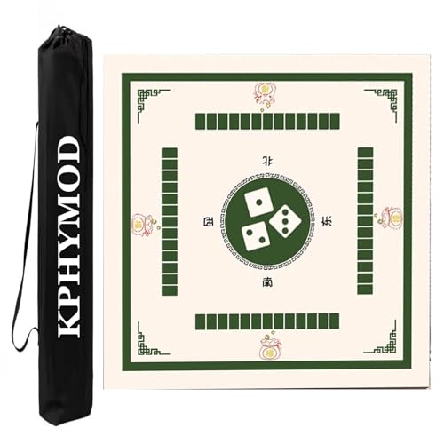 KPHYMOD Mahjong Spiel Matte Mahjong-Matte, rutschfest, Geräuschreduzierung, Domino, Poker, Karten Und Brettspiele, Tischabdeckung Mit Tragetasche(Green,27.56x27.56in) von KPHYMOD