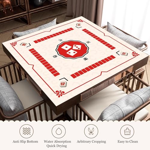 KPHYMOD Mahjong Spiel Matte Mahjong-Matte, rutschfest, Geräuschreduzierung, Domino, Poker, Karten Und Brettspiele, Tischabdeckung Mit Tragetasche(Red,31.5x31.5in) von KPHYMOD