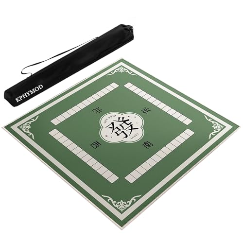 KPHYMOD Mahjong Spiel Matte Mahjong-Matte Mit Tragbarer Aufbewahrungstasche, rutschfeste Und Geräuschreduzierende Tischabdeckung, Poker-Domino-Brettspiel, rutschfeste Unterlage(Green,23.62x23.62in) von KPHYMOD