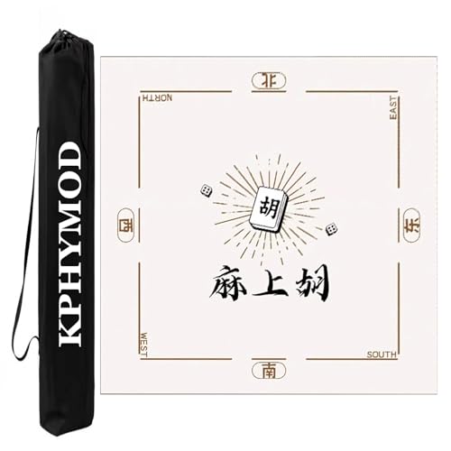 KPHYMOD Mahjong Spiel Matte Mahjong-Matte Mit Tragetasche, rutschfeste Gummi-Spielmatte Mit Chinesischem Druck Für Domino, Poker, Karten, Brettspiele(Beige-2,39.37x39.37in) von KPHYMOD