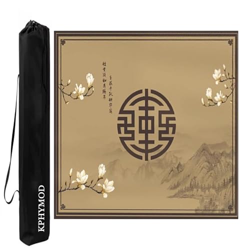 KPHYMOD Mahjong Spiel Matte Mahjong-Matte Mit Tragetasche, rutschfeste Tischabdeckung Mit Geräuschreduzierung, Brettspiel-Pad, Mah-Jongg-Zubehör, Tischdecke(Brown-3,27.56x27.56in) von KPHYMOD