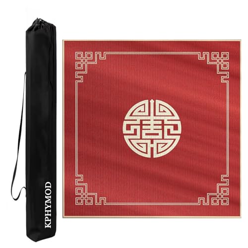 KPHYMOD Mahjong Spiel Matte Mahjong-Matten-Set Mit Rutschfester Gummiunterseite, Gaming-Tischabdeckung Aus Polyesterfaser Für Mah Jongg Poke Dominoes Kartenbrettspiele(Red,35.43x35.43in) von KPHYMOD