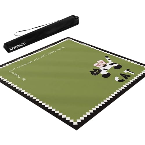 KPHYMOD Mahjong Spiel Matte Quadratische Mahjong-Matte Mit Kordelzug, Bedrucktes Gamepad Mit Grünem Panda, rutschfeste Tischabdeckung Mit Geräuschreduzierung(Green-1,33.46x33.46in) von KPHYMOD