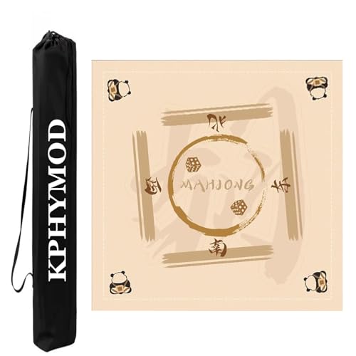 KPHYMOD Mahjong Spiel Matte Quadratische Mahjong-Matte Mit Panda-Aufdruck Und Tragetasche, rutschfeste, Geräuschreduzierende Pokerkarte, Mah-Jongg-Spiele-Tischdecke(Beige-4,35.43x35.43in) von KPHYMOD