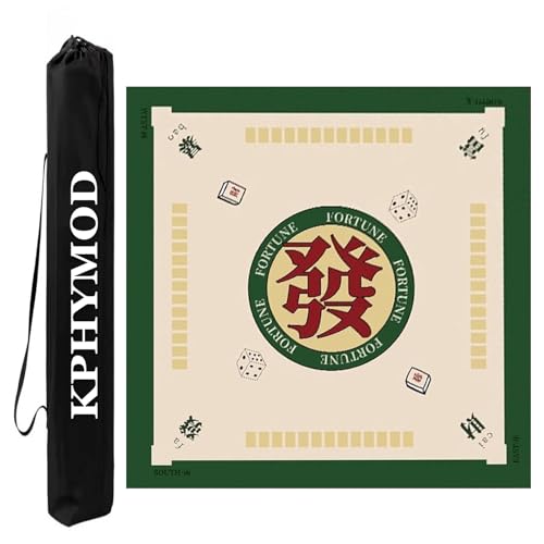 KPHYMOD Mahjong Spiel Matte Quadratische Mahjong-Matte Mit Regeln, rutschfeste Geräuschreduzierung, Poker-Kartenspiele-Tischdecke, Mit Tragetasche(Beige,39.37x39.37in) von KPHYMOD