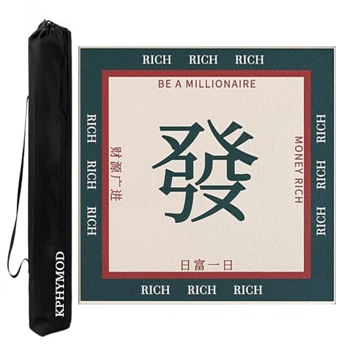 KPHYMOD Mahjong Spiel Matte Quadratische Mahjong-Matte Mit Tragetasche, Gaming-Tischabdeckung Im Chinesischen Stil Mit Druck Für Poke Dominoes-Kartenbrettspiele(Green,47.24x47.24in) von KPHYMOD