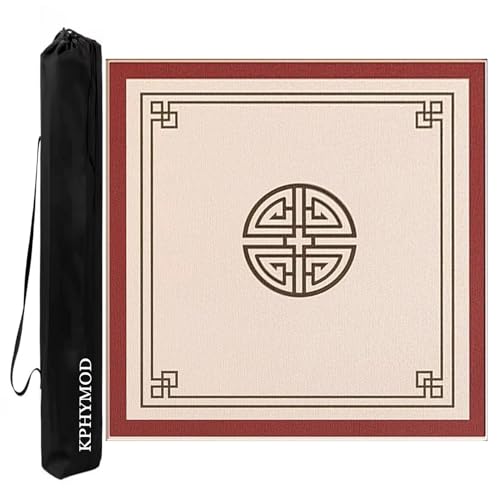 KPHYMOD Mahjong Spiel Matte Quadratische Mahjong-Matte Mit Tragetasche, Gaming-Tischabdeckung Im Chinesischen Stil Mit Druck Für Poke Dominoes-Kartenbrettspiele(Red,47.24x47.24in) von KPHYMOD