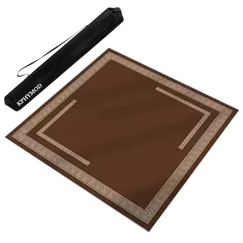 KPHYMOD Mahjong Spiel Matte Quadratische Mahjong-Matte Mit Tragetasche, rutschfeste, Geräuschreduzierende Poker-Home-Party-Spieltischabdeckung(Brown,35.43x35.43in) von KPHYMOD