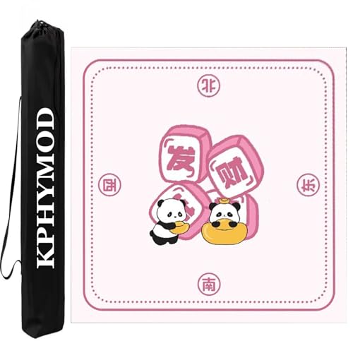 KPHYMOD Mahjong Spiel Matte Quadratische Rosa Mahjong-Matte Mit Tragetasche, rutschfeste, Geräuschreduzierende Poker-Kartenspiel-Tischabdeckung, Kanten Können Geschnitten Werden(Pink-2,39.37x39.37in) von KPHYMOD