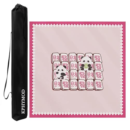 KPHYMOD Mahjong Spiel Matte Rosa Quadratische Mahjong-Matte Mit Kordelzugtasche, Poker-Domino-Brettspielpad, rutschfeste Tischabdeckung Mit Geräuschreduzierung(Pink-2,33.46x33.46in) von KPHYMOD