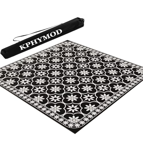 KPHYMOD Mahjong Spiel Matte Schwarz-weiß Bedruckte Mahjong-Matte Mit Tragetasche, rutschfeste Gaming-Tischabdeckung Mit Geräuschreduzierung Für Kartenbrettspiele(Black White-2,27.56x27.56in) von KPHYMOD