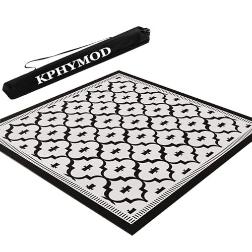 KPHYMOD Mahjong Spiel Matte Schwarz-weiß Bedruckte Mahjong-Matte Mit Tragetasche, rutschfeste Gaming-Tischabdeckung Mit Geräuschreduzierung Für Kartenbrettspiele(Black White-3,39.37x39.37in) von KPHYMOD