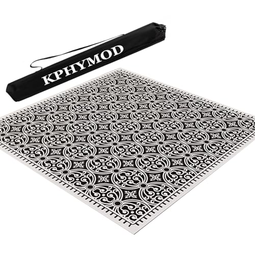 KPHYMOD Mahjong Spiel Matte Schwarz-weiß Bedruckte Mahjong-Matte Mit Tragetasche, rutschfeste Gaming-Tischabdeckung Mit Geräuschreduzierung Für Kartenbrettspiele(Black White-5,35.43x35.43in) von KPHYMOD