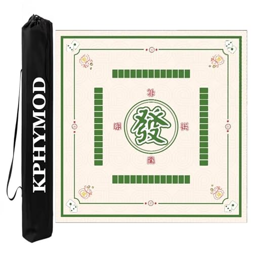 KPHYMOD Mahjong Spiel Matte rutschfeste, Geräuschreduzierende Mahjong-Matte Für Tisch Mit Regeln, Gaming-Abdeckung Aus Polyesterfaser Für Mah-Jongg-Karten-Brettspiele(Green,37.4x37.4in) von KPHYMOD