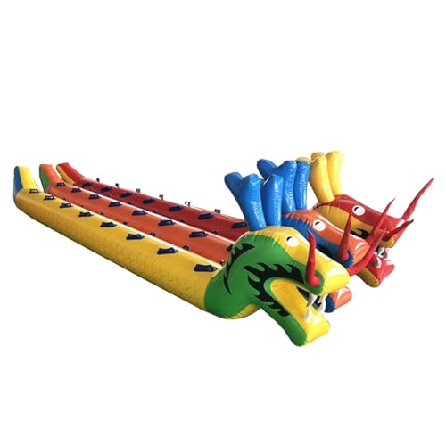 KPHYMOD Spiele für Draussen 3 PCS Teamwork Sportspielzeug Aufblasbares Drachenboot Mit Aufblasbarer Pumpe, Robuster Und Verschleißfester Spaßsportort, Aufblasbares Spielspielzeug(9 Seats/L-5.5M) von KPHYMOD