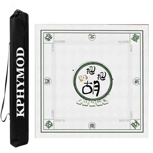 Mahjong Spiel Matte Quadratische Mahjong-Matte, Selbstgemacht, Auf Dem Neuesten Stand, Anti-Rutsch-Rauschunterdrückung, Poker, Karten, Brettspiele, Mah-Jongg-Tischdecke Mit Tasche(Beige-5,37.4x37.4in) von KPHYMOD