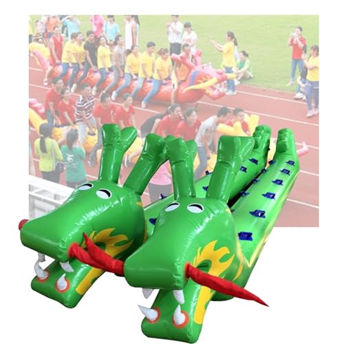 Spiele für Draussen Aufblasbares Drachenboot Für Teamarbeitssportspielzeug, Outdoor-Aktivitäten, Lustige Sportveranstaltungen, Groß Angelegte Wettkampfspielausrüstung, 2 PCS(Green,10 seats/L-6M) von KPHYMOD