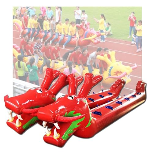 Spiele für Draussen Aufblasbares Drachenboot Für Teamarbeitssportspielzeug, Outdoor-Aktivitäten, Lustige Sportveranstaltungen, Groß Angelegte Wettkampfspielausrüstung, 2 PCS(Red,12 seats/L-7M) von KPHYMOD