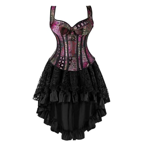 KQISANGM Modisches Korsettkleid Für Damen, Lila, Gotisches Überbrust-Bustier, Weste Mit Spitzenrock, Burlesque-Vintage-Korsett, Übergröße, Halloween-Kostüm, S6Xl, Wie Abgebildet, 6Xl von KQISANGM