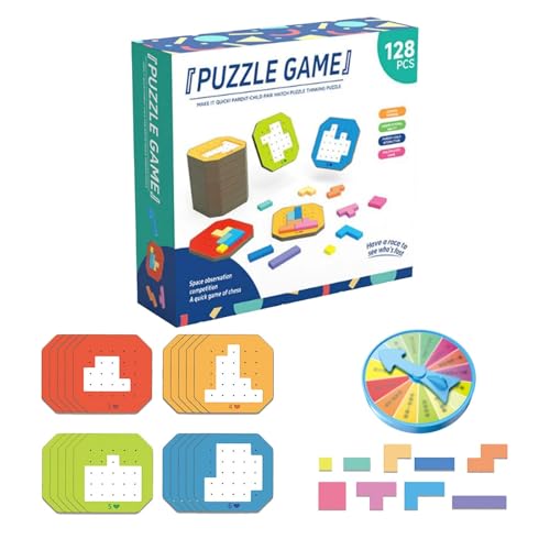 128Pcs Colorful Block Jigsaw Puzzle Game, Colorful Block Jigsaw Puzzle Game,3D Russian Block Tangram Toy,Tangram Shape Jigsaw Puzzles (1*Pcs) von KQLULU