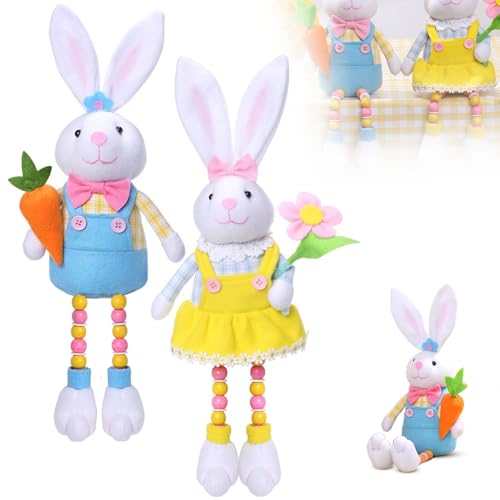 KQWVZ 2 Stücke Easter Bunny Plush Toy, Osterhase Plüschtier, Kuscheltier Hase, Hase Kuscheltier, Ostern Hase Plüschtier, Stofftier Zum Kuscheln und Spielen, Kuscheltier für Mädchen und Jungen (18cm) von KQWVZ