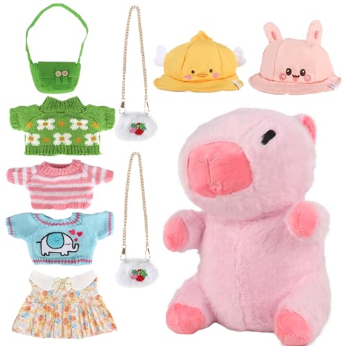 KQWVZ Capybara Kuscheltier 23cm, 9PCS Kabibara Kuscheltiere, Niedlichen Capibara Ankleidespielzeug mit Kleidung Hut Rucksack, Capybara Plüschtier, Spielzeug Ab 3 Jahre für Mädchen Jungen KQWVZ Capybara Kuscheltier 23cm, 9PCS Kabibara Kuscheltiere, Niedlichen Capibara Ankleidespielzeug mit Kleidung Hut Rucksack, Capybara Plüschtier, Spielzeug Ab 3 Jahre für Mädchen Jungen von KQWVZ