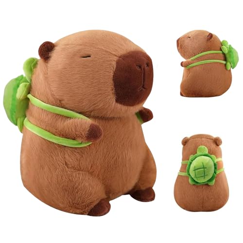 KQWVZ Capybara Plüschtier, 23cm Niedliche Capybara Kuscheltier, Capybara Plushies mit Schildkrötenrucksack, Simulation Capybara Plüschtier, für Sofa, Kinderzimmer, Geburtstagsgeschenk (Type D) von KQWVZ