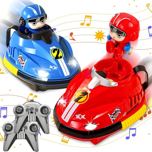 KQWVZ Ferngesteuertes Gegeneinander Spielzeugauto, 2 Stück Ferngesteuerter Autoscooter für Kinder, Ferngesteuertes Auto mit Licht Musik, Stunt Kinder Spielzeug Auto, für Jungen Mädchen ab 3 Jahre von KQWVZ