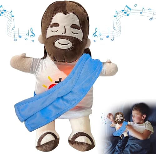 KQWVZ Jesus Plüschtier, 30CM Jesus Kuscheltier mit Atembewegung und Musik, Schlummer Jesus Plüschfigur, Jesus Stofftier Plüsch Mit Herzschlag, Beruhigendes Kuscheltier, Katholische und Ostergeschenke von KQWVZ