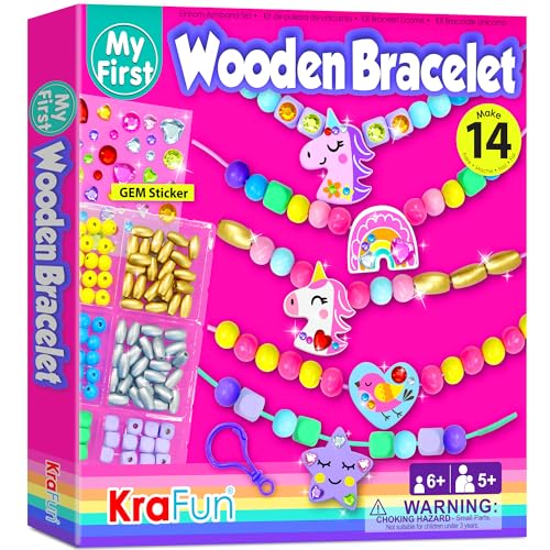 KRAFUN Einhorn-Armband-Bastelset für Kinder im Alter von 5–12 Jahren, 14 DIY-Kunst- und Bastelprojekte mit Freundschaftsarmbändern, Charms, Perlen, Edelstein-Aufklebern, Anleitung, pädagogisches KRAFUN Einhorn-Armband-Bastelset für Kinder im Alter von 5–12 Jahren, 14 DIY-Kunst- und Bastelprojekte mit Freundschaftsarmbändern, Charms, Perlen, Edelstein-Aufklebern, Anleitung, pädagogisches von KRAFUN