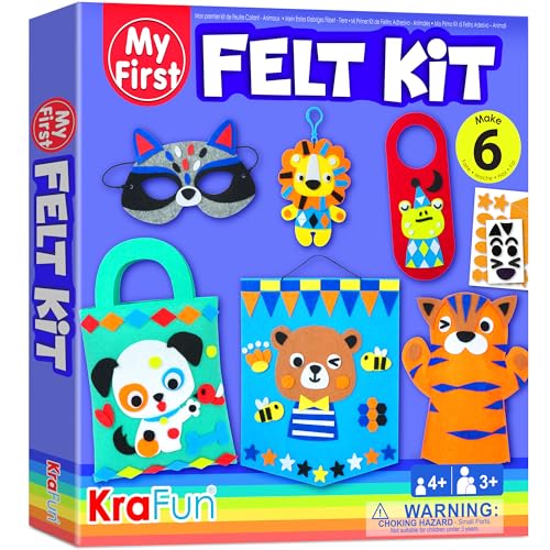 KRAFUN Tier-Filz-Bastelset für Kinder ab 3 Jahren, 6 DIY-Kunstprojekte mit Maske, Schlüsselring, Tasche, Anleitung, Wiederverwendbare Box, Lernspielzeug KRAFUN Tier-Filz-Bastelset für Kinder ab 3 Jahren, 6 DIY-Kunstprojekte mit Maske, Schlüsselring, Tasche, Anleitung, Wiederverwendbare Box, Lernspielzeug von KRAFUN