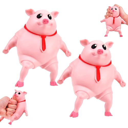 Anti Stress Schwein Rosa 2 Stück 9 X 9cm Splash Piggy Streich Squishy Pig Stressbälle Süßes Rosa Schweinchen Kreatives Dekompressions Piggy Fidget Toys Für Kinder Erwachsener von KRISFD