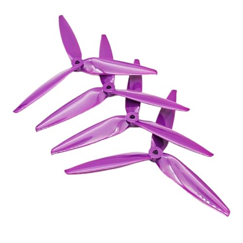 KRLAZdN 7X4X3 7040 3-Propeller 2/4 Paar kompatibel mit 7-Zoll-RC-FPV-Drohnenrahmen-Kit(2Pairs 7040 Purple) von KRLAZdN