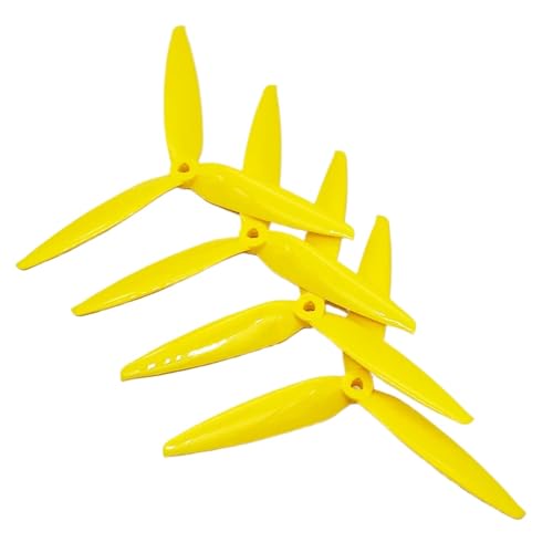 KRLAZdN 7X4X3 7040 3-Propeller 2/4 Paar kompatibel mit 7-Zoll-RC-FPV-Drohnenrahmen-Kit(2Pairs 7040 Yellow) von KRLAZdN