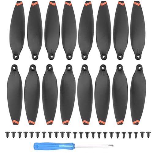 KRLAZdN Leichter, geräuscharmer, zusammenklappbarer Ersatzpropeller X8 V2, kompatibel mit Schraubensätzen und Ersatzteilen(16PCS Orange Edge) von KRLAZdN