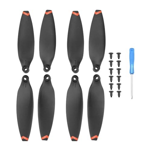 KRLAZdN Leichter, geräuscharmer, zusammenklappbarer Ersatzpropeller X8 V2, kompatibel mit Schraubensätzen und Ersatzteilen(8PCS Orange Edge) von KRLAZdN