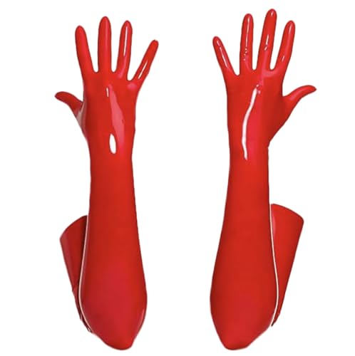 KRLZKID Damen Lackleder handschuhe Handschuhe aus Kunstleder Leistungsuniformen,Red-3XL von KRLZKID