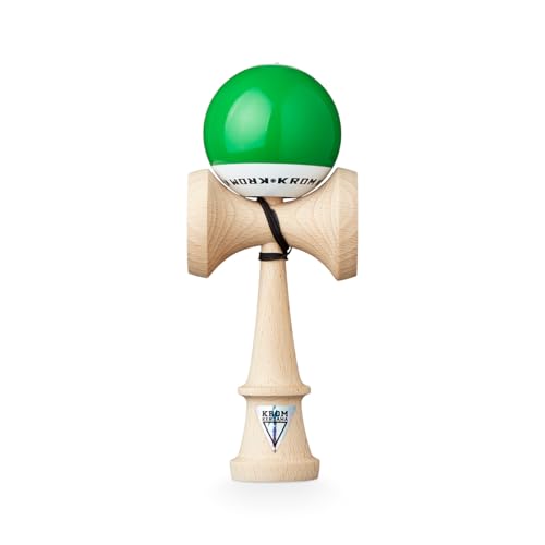 KROM Kendama POP LOL Dunkelgrün - aus zertifiziertem Buchenholz - Hohe Holzqualität - Für Anfänger und Profis - Pack : Ersatzschnur + Stickers von KROM