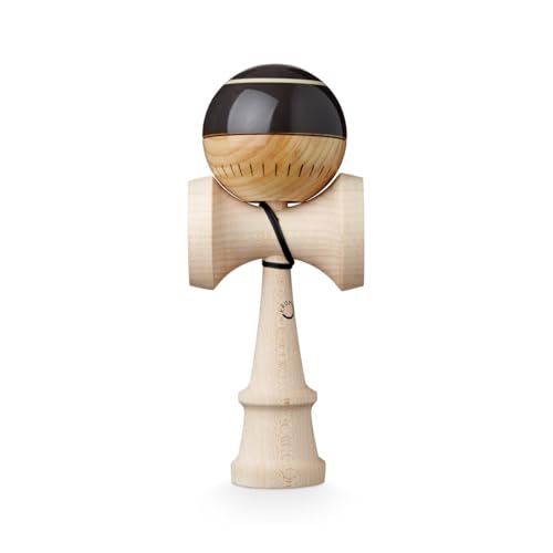 KROM Kendama Gas Charcoal - aus Holz für Anfänger und Fortgeschrittene - Geschicklichkeitsspiel für draußen und drinnen - Holzspielzeug mit Schnur und Ball - Kendama Skilltoy Kugelfangspiel von KROM